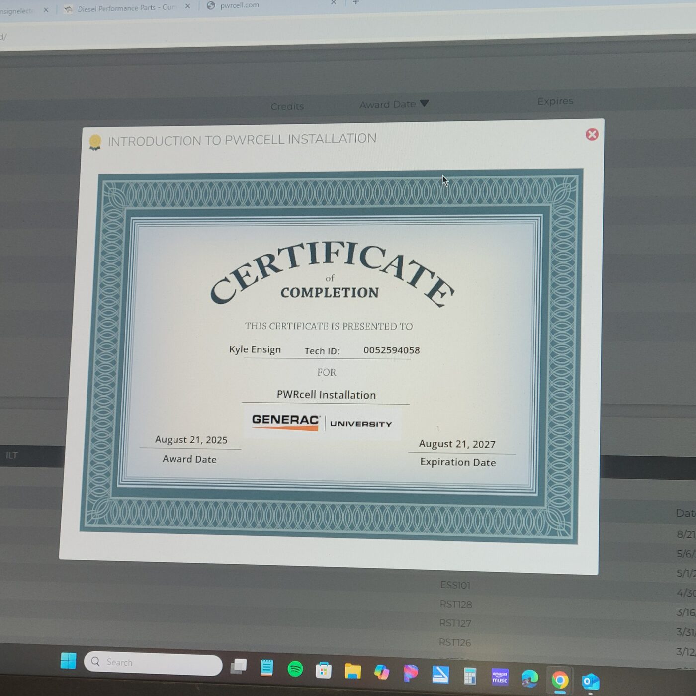 Generac University PWRcell installation certification